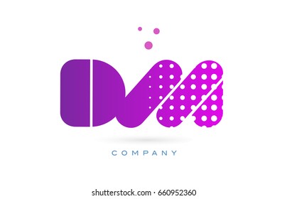 dm d m pink dots dotted letter logo alphabet creative company vector icon design template