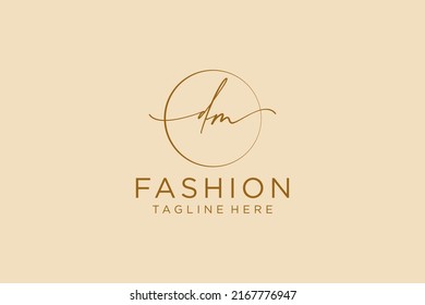 DM Feminine logo beauty monogram and elegant logo design, handwriting logo of initial signature, wedding, fashion, floral and botanical with creative template.