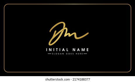 DM handwritten golden logo for identity, Creative gold handwriting initial signature concept design, d and m initials typography monogram icon for any business or company.