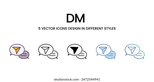 Dm icons vector set stock illustration.