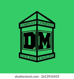 DM Initial Explore this unique collection of alphabet house logos, featuring stylish letter combinations inside a geometric house outline. Perfect for branding
