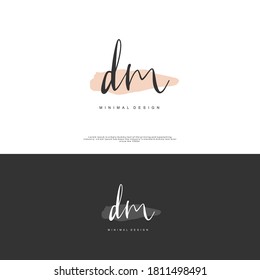 DM Escritura manual inicial o logotipo manuscrito para identidad. Logo con firma y estilo dibujado a mano.