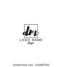 DM Initial Handwriting Logo Design Template Vector