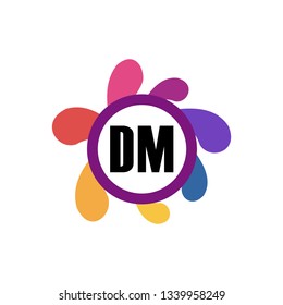 DM  Initial Handwriting logo template vector