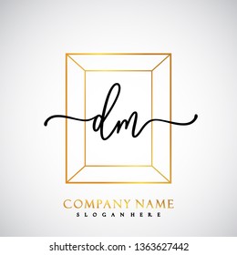 DM Initial Handwriting logo template vector