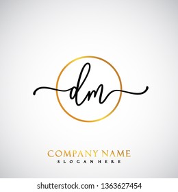 DM Initial Handwriting logo template vector