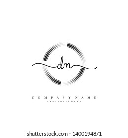 DM initial handwriting logo template vector