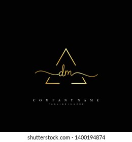 DM initial handwriting logo template vector