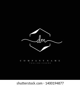 DM initial handwriting logo template vector