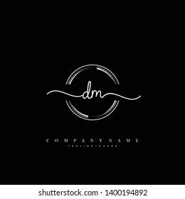 DM initial handwriting logo template vector