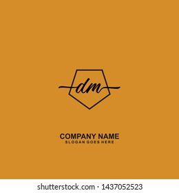 DM Initial handwriting logo template vector