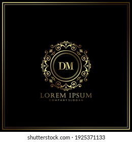 DM Initial Letter Luxury Logo template in vector art for Restaurant, Royalty, Boutique, Cafe, Hotel, Heraldic, Jewelry, Fashion and other vector illustration.