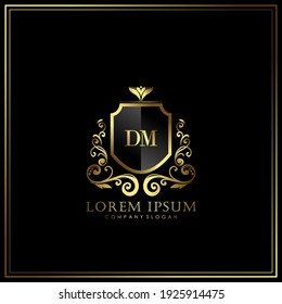 DM Initial Letter Luxury Logo template in vector art for Restaurant, Royalty, Boutique, Cafe, Hotel, Heraldic, Jewelry, Fashion and other vector illustration.
