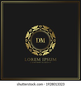 DM Initial Letter Luxury Logo template in vector art for Restaurant, Royalty, Boutique, Cafe, Hotel, Heraldic, Jewelry, Fashion and other vector illustration.