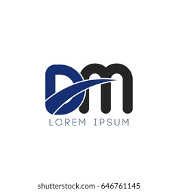 dm initial letter uppercase logo blue and black
