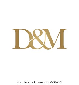 D&M Initial logo. Ampersand monogram golden logo