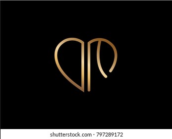 DM initial logo letter with heart shape red colored, logo design for wedding invitation, wedding name and business name.