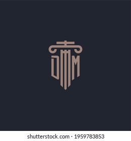 DM initial logo monogram with pillar style design for law firm and justice company