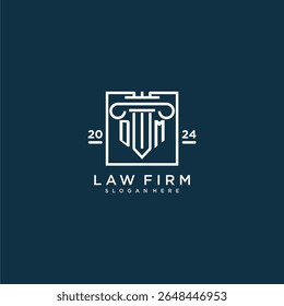 DM initial monogram logo for lawfirm with pillar design in creative square