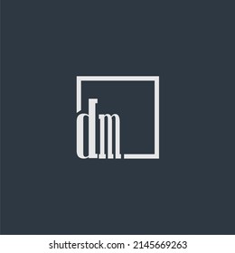 DM initial monogram logo with rectangle style dsign