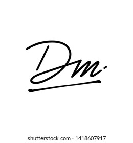 DM initial signature logo. handwriting logo template vector,