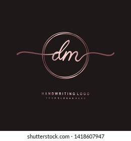 DM initial signature logo. handwriting logo template vector,