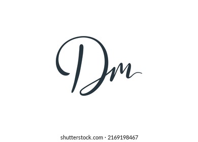 Dm initial signature logo. Handwriting logo template vector