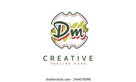 DM Initials, handwriting logo vector