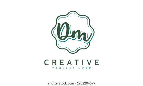 DM Initials, handwriting logo vector