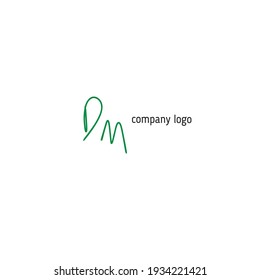 Dm Initials logo, handwriting vector