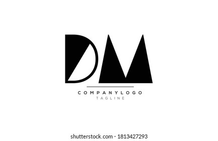 Diseño del logotipo del alfabeto de texto con letras monográficas DM iniciales