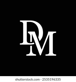 Concepto del logotipo de la letra del DM aislado en el fondo blanco. Logotipo de MD