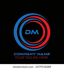 DM letter logo creative design. DM unique design. DM letter logo design on black background.