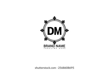 DM letter logo design with a circle shape DM Logo design. DM letter logo creative design. DM letter logo design 