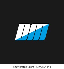 DM letter logo design on black background. DM creative initials letter logo concept. dm icon design. DM white and blue letter icon design on black background. D M