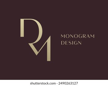 DM letter logo icon design. Classic style luxury initials monogram.