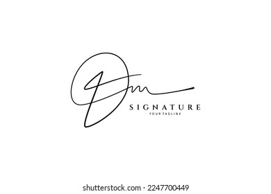 Dm letter logo with signature lettering design style