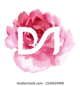 dm letter pink flower vector logo. d m letter vector logo