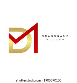 DM letters. Minimalistic logo vector on white background