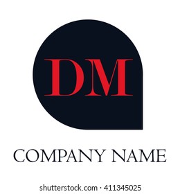 DM Letters red , Abstract black background logo, Design identity in shape, Alphabet letter