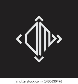 DM Logo Abstrac letter Monogram with Arrow in every side isolated on black background