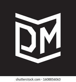 DM Logo Emblem Monogram With Shield Style Design Template Isolated On Black Background
