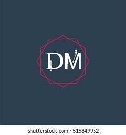 dm logo initial Letter, Abstract Polygonal Background Logo, design for Corporate Business Identity,flat icon Alphabet letter