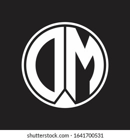DM Logo monogram circle with piece ribbon style on black background