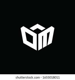 DM logo monogram with emblem style ribbon design template
