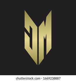 DM Logo-Monogramm mit Emblem-Stil einzeln auf Golden