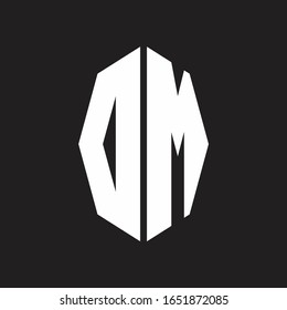 Monograma del logotipo DM con plantilla de diseño de estilo de cinta octogonal