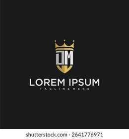 DM luxury letter monogram for crown and shield logo design