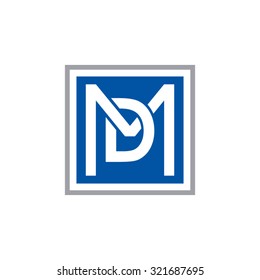 DM MD initial company, blue square frame