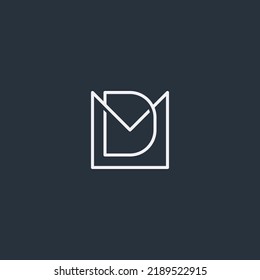 Estilo minimalista del contorno del logotipo del monograma DM o MD - blanco y negro.